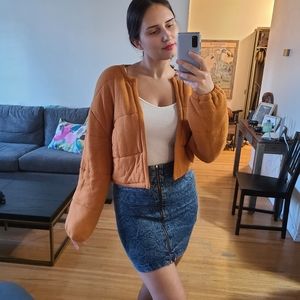 Urban Outfitters Orange Cropped Cozy Cardigan